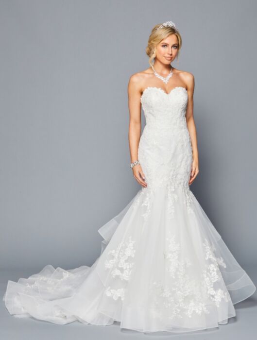 La Merchandise LADK445 Strapless Wholesale Lace Wedding Dress W/ Train - IVORY - LA Merchandise