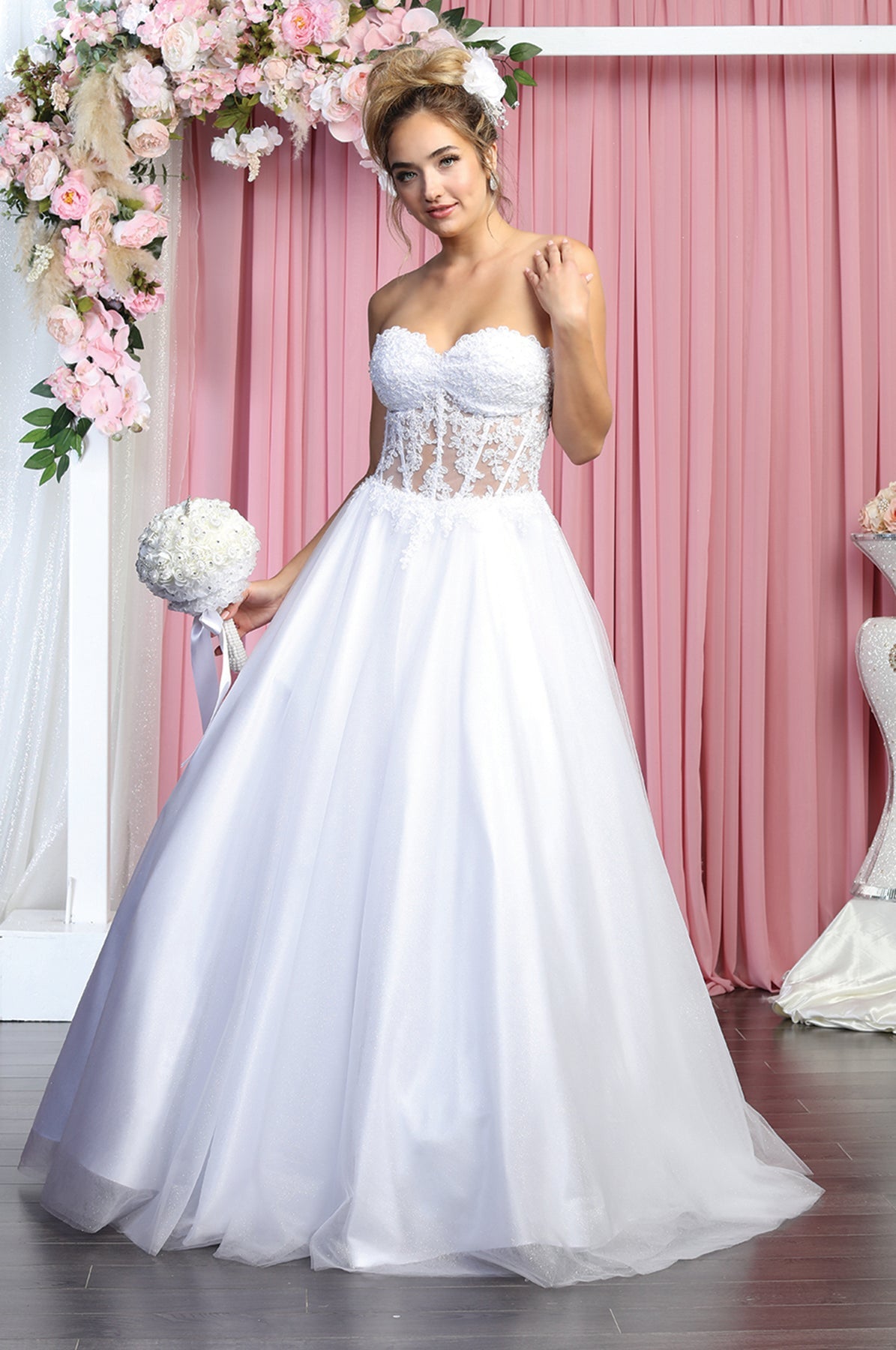 Wedding Reception Ball Gown - LA141B - WHITE - LA Merchandise