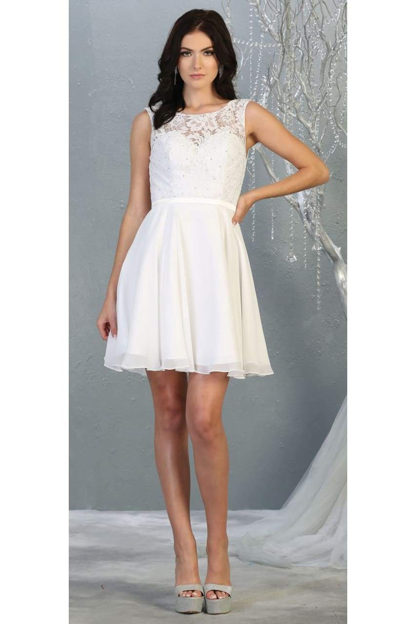 La Merchandise LA1814 Classy Short Lace & Chiffon Bridesmaids Dresses - - LA Merchandise