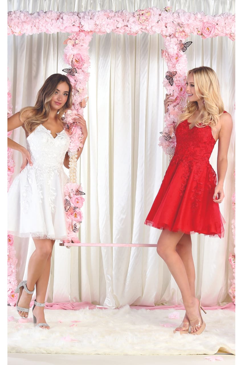 Semi Formal Embroidered Cocktail Dress - LA1862 - - LA Merchandise