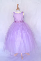 LA Merchandise LAZD831 Girls Floral Scoop Neck Tea-Length Tulle A-Line Dress - - Girls Formal Dresses LAZ