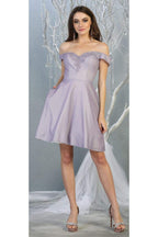 Metallic Cocktail Dress with Pockets - LA1788 - LILAC - LA Merchandise