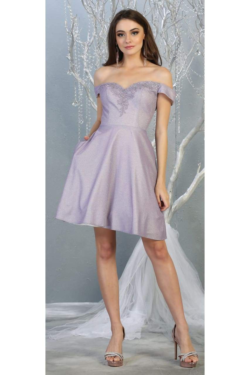 Metallic Cocktail Dress with Pockets - LA1788 - LILAC - LA Merchandise