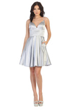 La Merchandise LA1770 Simple Satin Short Bridesmaids Dresses - SILVER - LA Merchandise