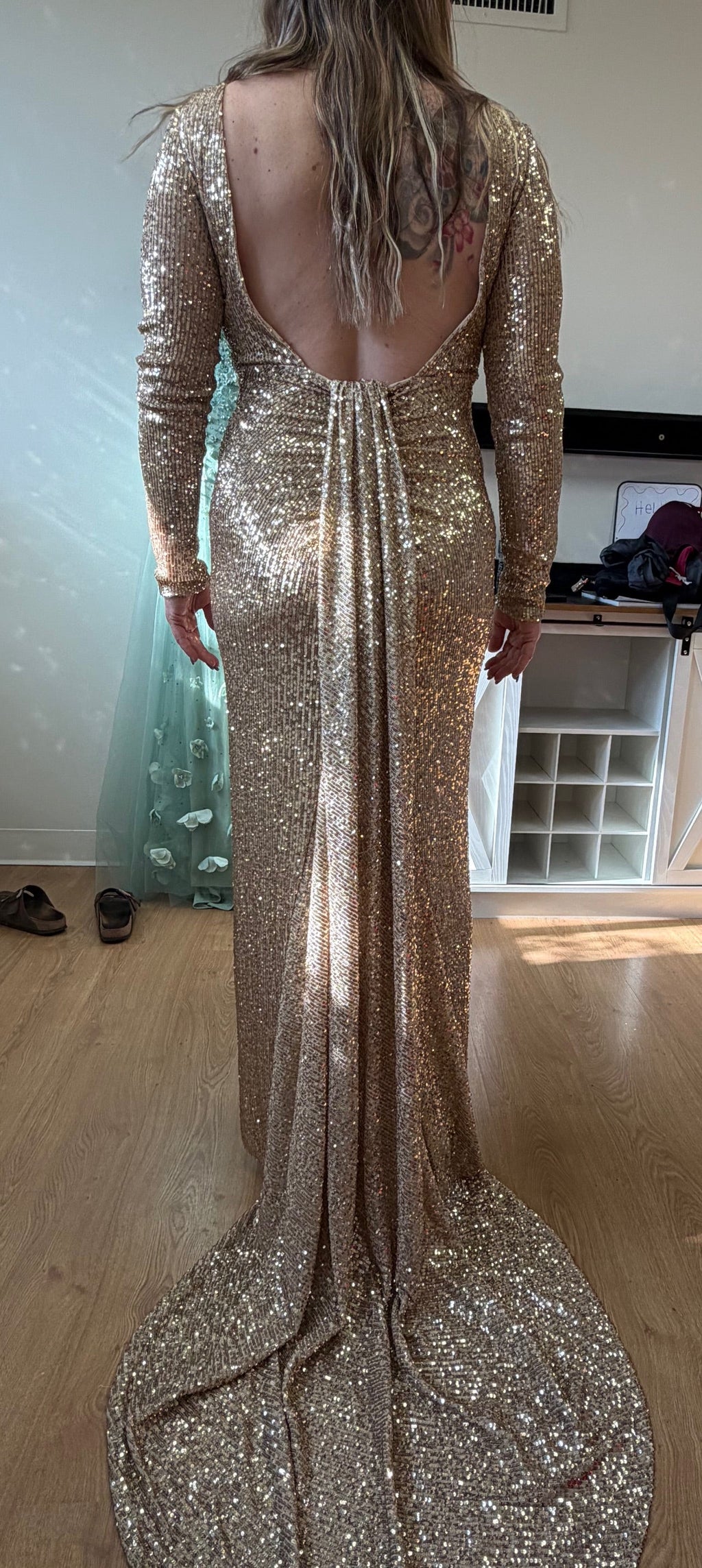 La Merchandise LA7795 Long Sleeve Sequin Formal Dress - - LA Merchandise