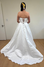 Wholesale Strapless Satin A-Line Gown Wedding Dress with Sweetheart Neckline & Pockets by LAA5080 - - Wedding Dress LAA