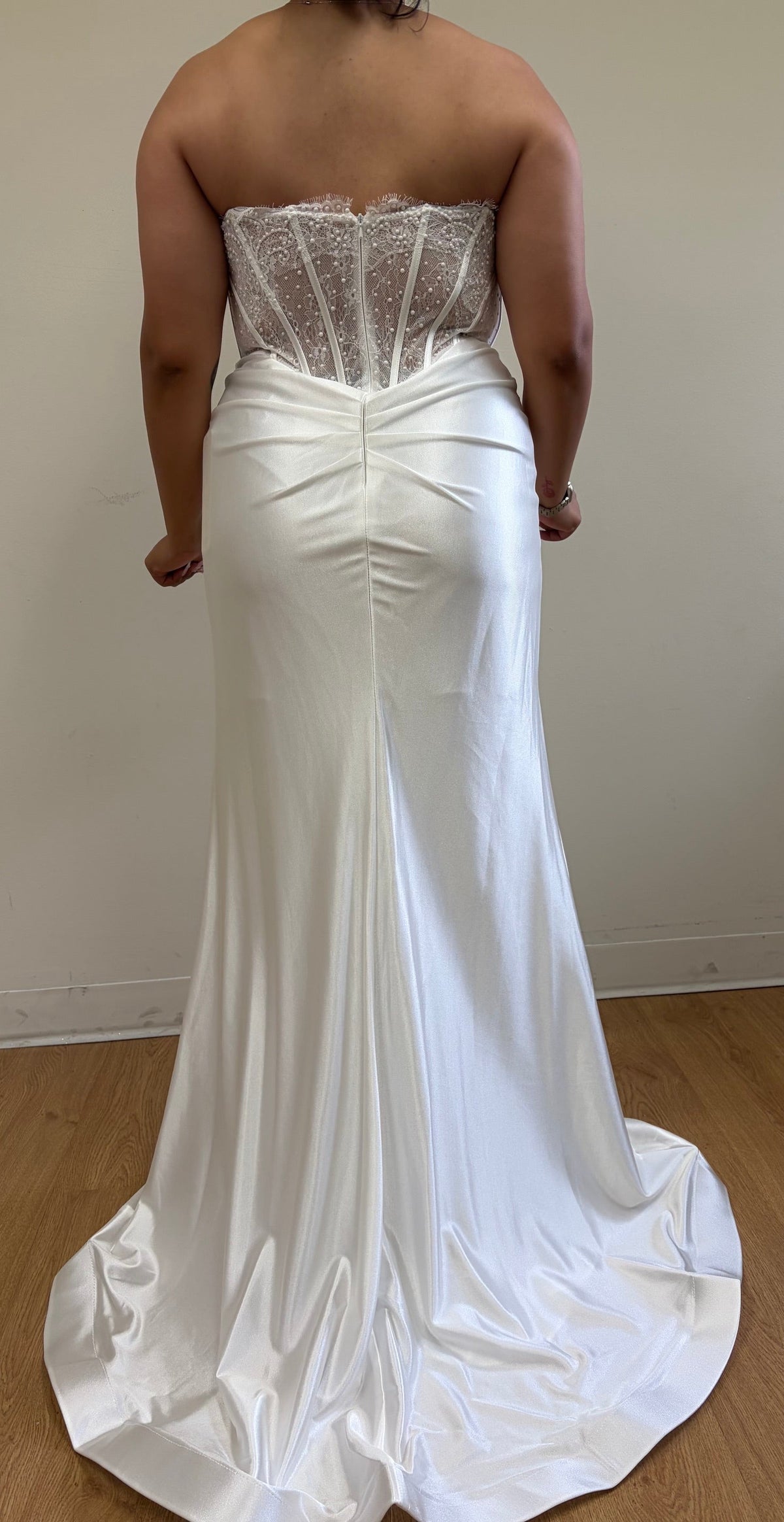 Wholesale Elegant Satin Mermaid Wedding Dress Strapless Lace Corset Bridal Gown by LA2186 - - Prom Dress LA Merchandise