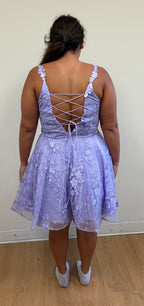 La Merchandise LA1896 Short Floral Embroidery A-line Homecoming Dress - - LA Merchandise