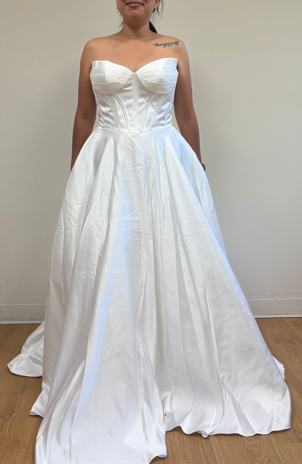 Wholesale Strapless Satin A-Line Gown Wedding Dress with Sweetheart Neckline & Pockets by LAA5080 - - Wedding Dress LAA