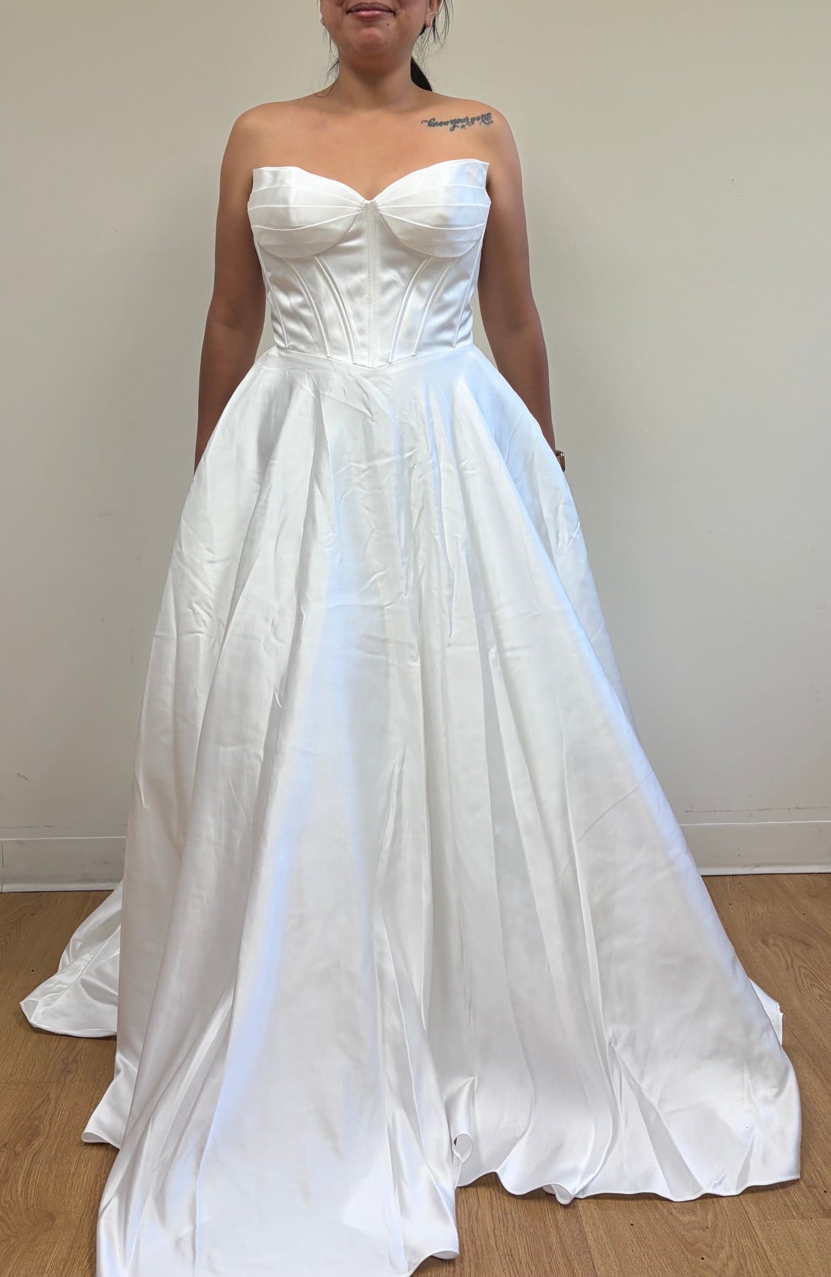 Wholesale Strapless Satin A-Line Gown Wedding Dress with Sweetheart Neckline & Pockets by LAA5080 - - Wedding Dress LAA