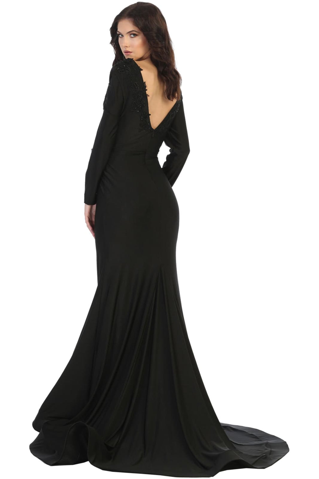 La Merchandise LA1772 Long Sleeve Stretchy Bodycon Evening Gown - - LA Merchandise