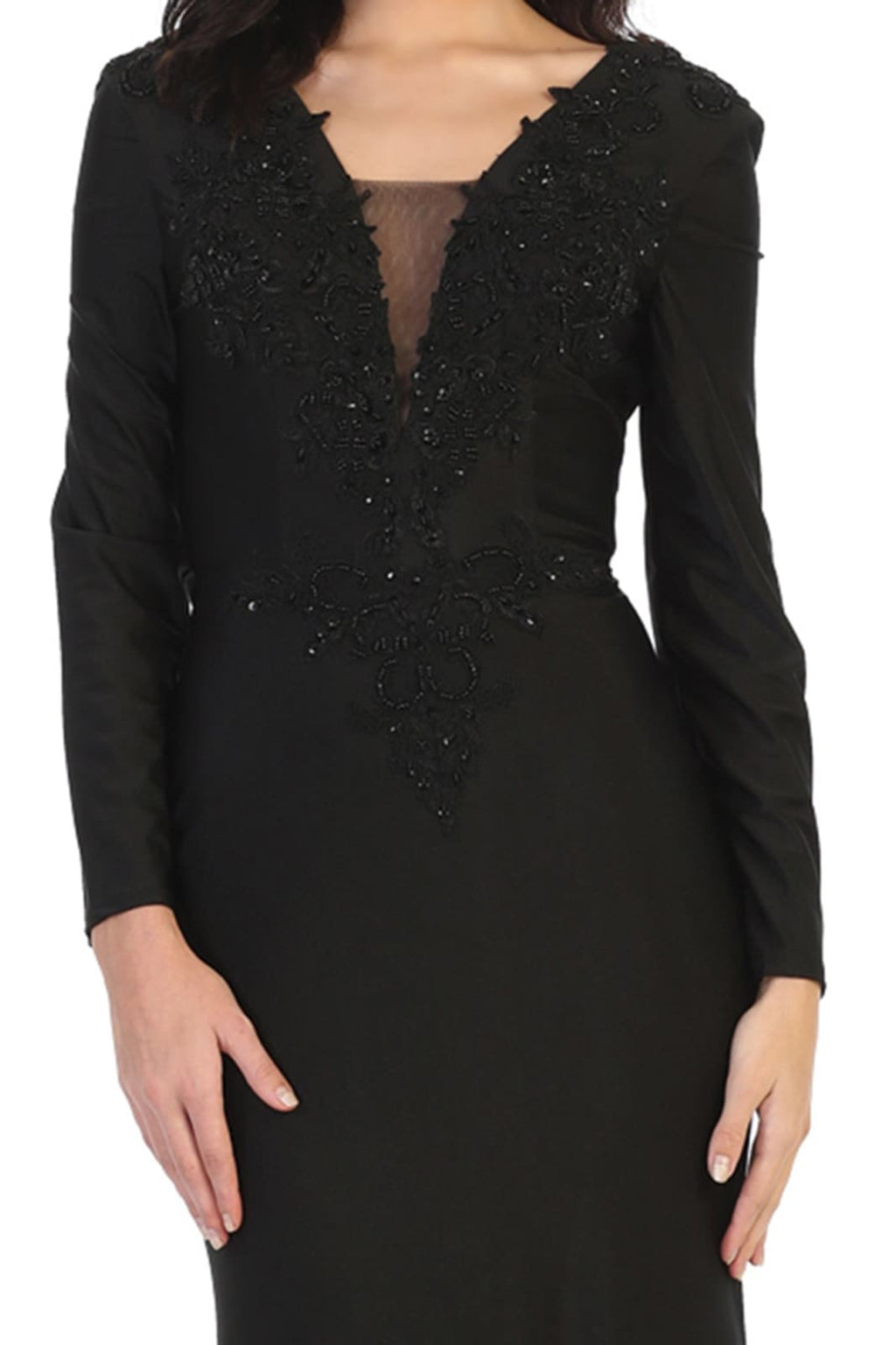 La Merchandise LA1772 Long Sleeve Stretchy Bodycon Evening Gown - - LA Merchandise
