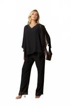 Two-Piece Formal Cold Shoulder Cape Pant Set By LA Merchandise LAV3463 - - Pant Suit LAV
