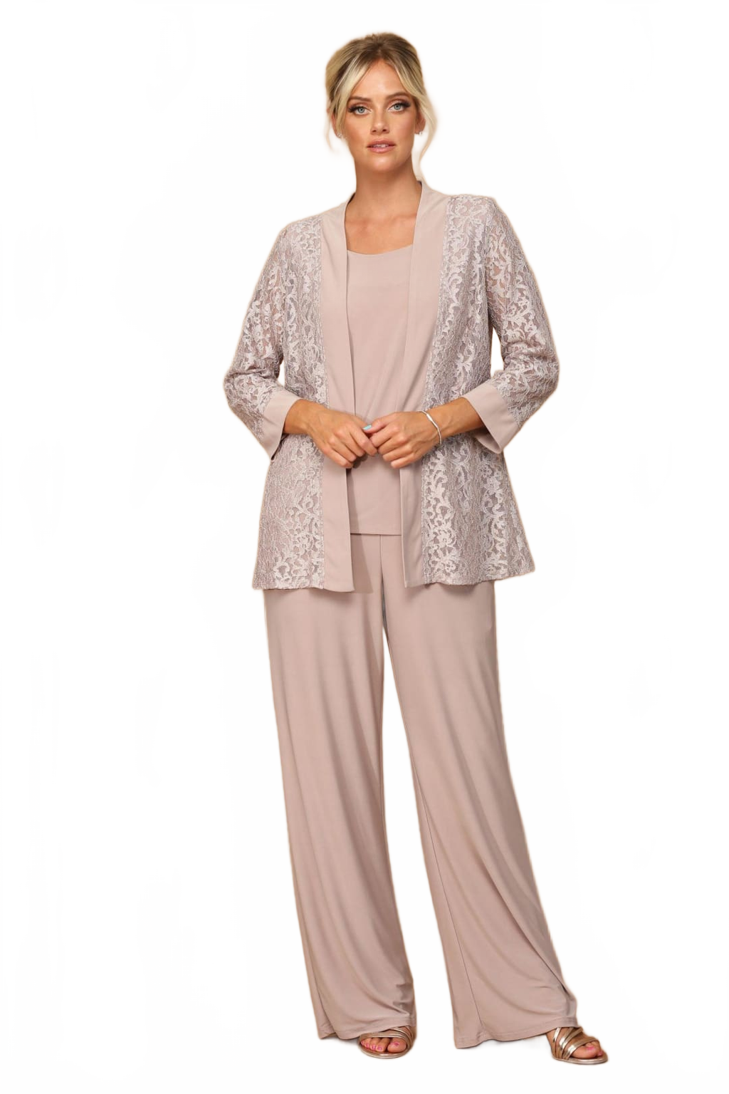 Plus Size Lace Jacket Formal Pant Suit for Mother of the Bride - LA Merchandise LAV3455 - - Pant Suit LAV