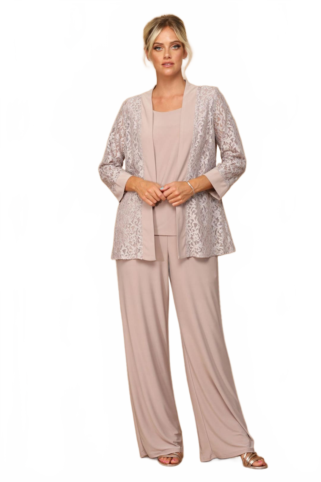 Plus Size Lace Jacket Formal Pant Suit for Mother of the Bride - LA Merchandise LAV3455 - - Pant Suit LAV