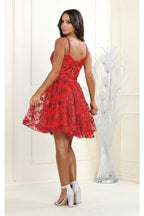 La Merchandise LA1965 Short Glitter Spaghetti Strap Hoco Dress - - LA Merchandise