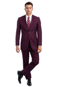 Solid Two Piece Men's Suit - LAM202SA - BURGUNDY - Mens Suits LA Suits