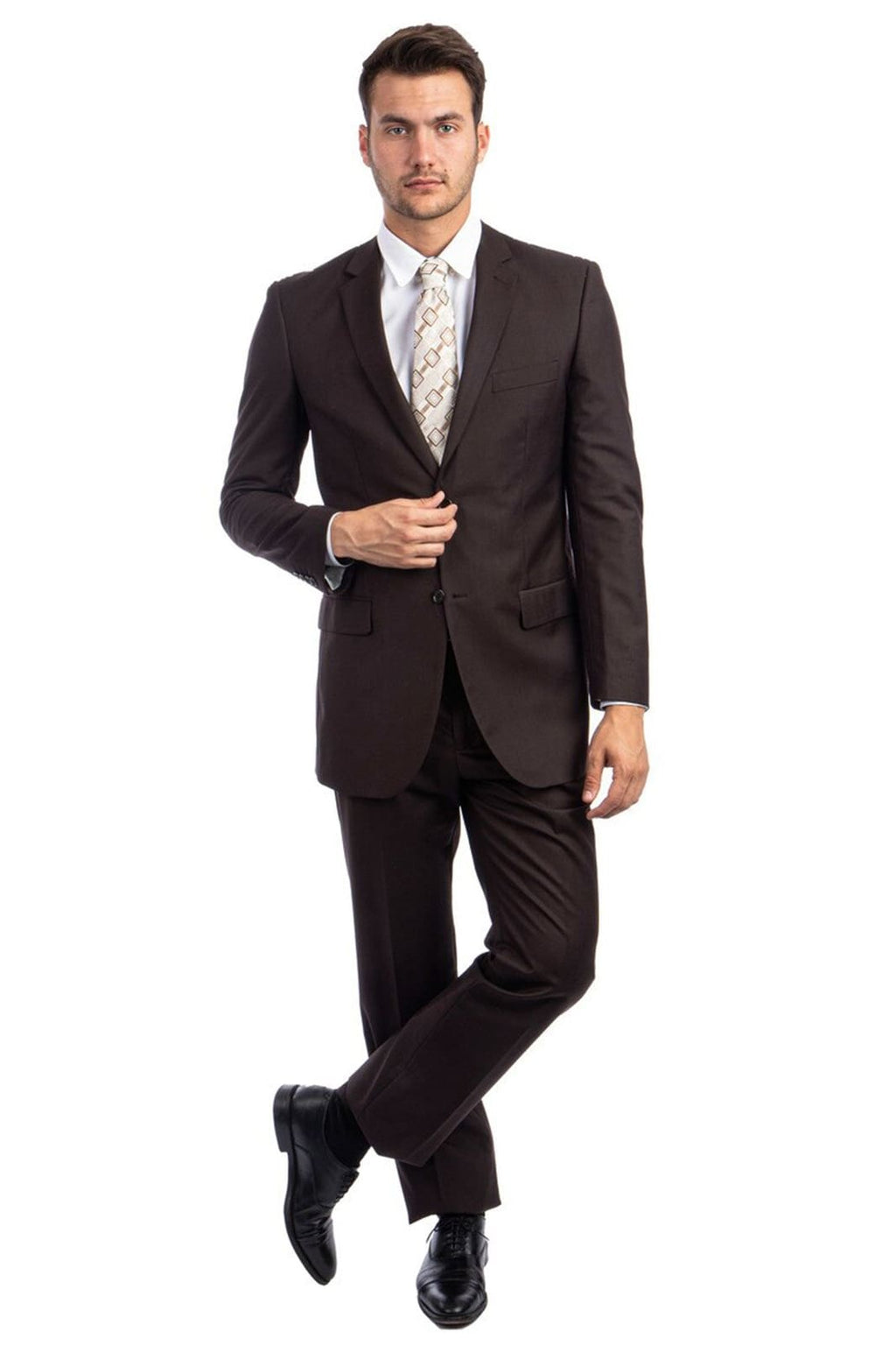 Solid Two Piece Men's Suit - LAM202SA - CHOCOLATE - Mens Suits LA Suits