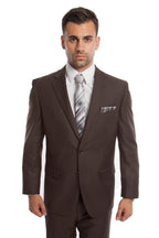 Solid Two Piece Men's Suit - LAM202SA - DARK TAUPE - Mens Suits LA Suits