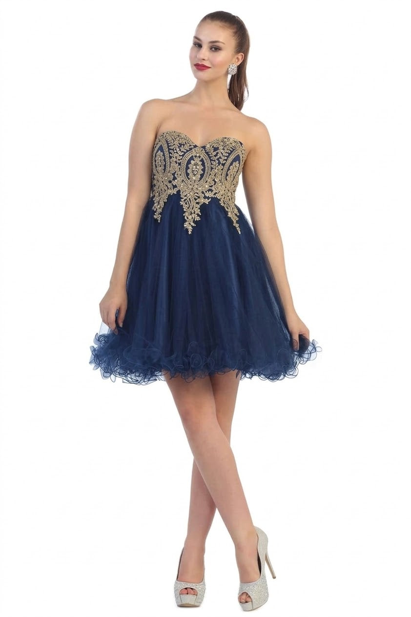 La Merchandise LA1414 Strapless Short Wholesale Homecoming Party Dress - NAVY - LA Merchandise